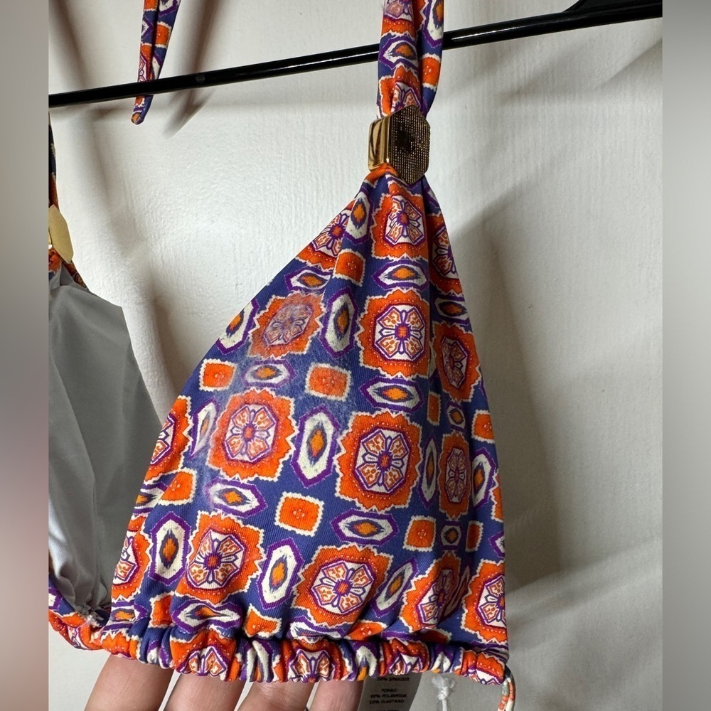 OndadeMar Orange & Purple Patterned Triangle Bikini Top - Picture 3 of 15